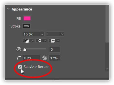 Selecionando "Suavizar Recuos".
