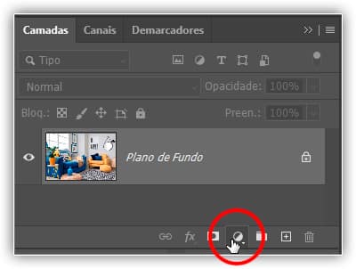 Clicando no ícone Nova camada de ajuste.