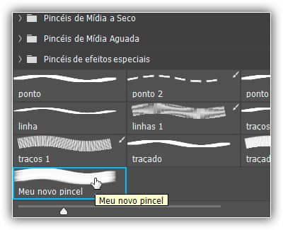 Selecione seu novo pincel no seletor de predefinições de pincel.