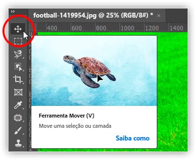 Selecionando a ferramenta Mover.