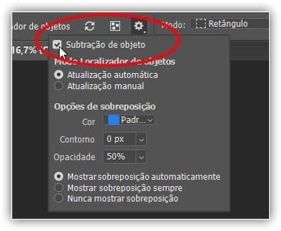 A opção Subtrair Objeto.