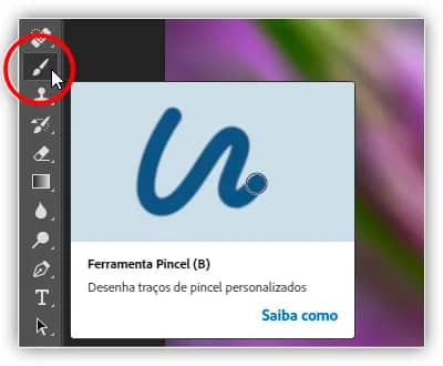 Selecionando a ferramenta Pincel.