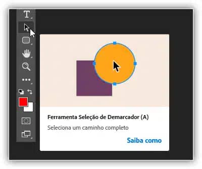 Selecionando a ferramenta de seleção de caminho.