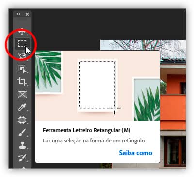 A ferramenta Letreiro Retangular no Photoshop