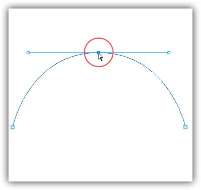 Mantenha pressionada a tecla "Ctrl" (Win) / "Command" (Mac) para alternar temporariamente para a Ferramenta de Seleção Direta e clique no ponto de ancoragem superior para selecioná-lo. O ponto de ancoragem ausente reaparece.