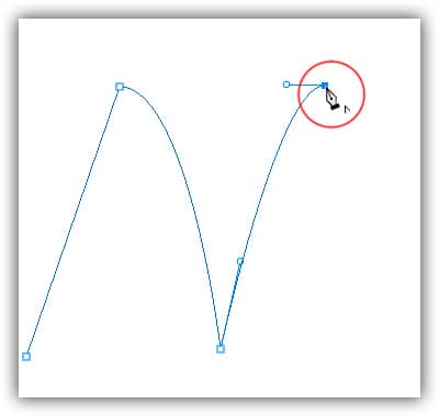 Mantenha pressionada a tecla "Alt" (Win) / "Option" (Mac) e clique diretamente no ponto de ancoragem para remover a alça de direção à direita.