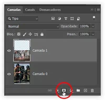 Adicionando uma máscara de camada.