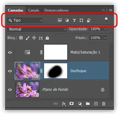 O recurso Pesquisar foi adicionado ao painel Camadas no Photoshop CS6.
