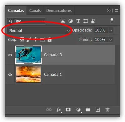 O comando Merge Layers descartou ambos os meus modos de mesclagem.