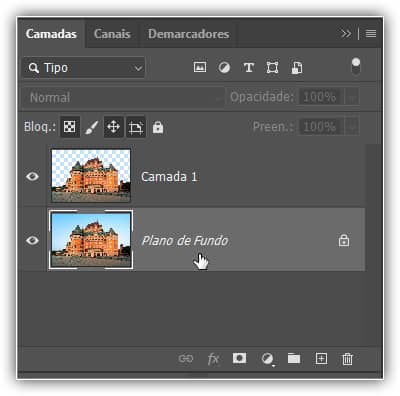 Selecionando a camada Plano de Fundo.