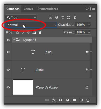 Com o grupo de camadas selecionado, altere seu modo de mesclagem de “Passagem” para “Normal”.