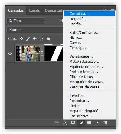 Adicionando uma camada de preenchimento de cor sólida.