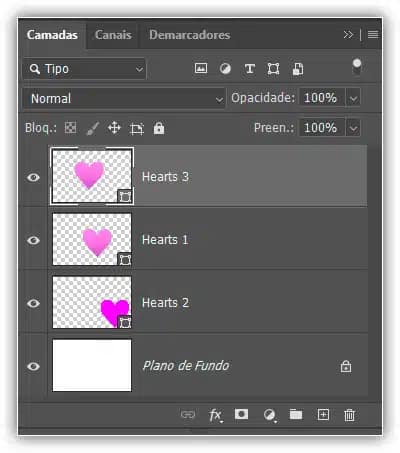 A nova camada de forma aparece acima da original.