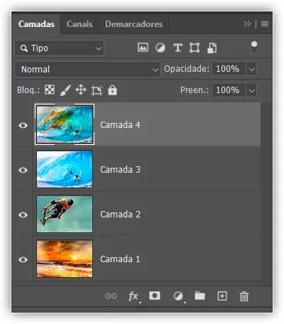 O Photoshop tira um instantâneo da imagem composta e o coloca em uma nova camada.