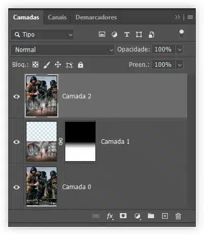 As imagens foram mescladas em uma nova camada.