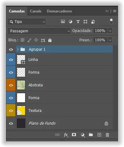 Pressione Ctrl+G (Win) / Command+G (Mac) para agrupar as camadas.