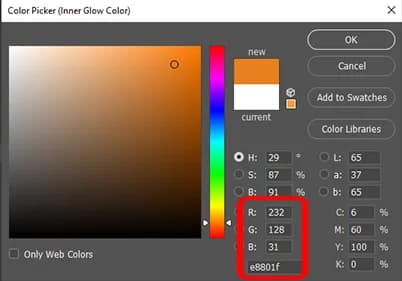 Alterando a cor do brilho interno usando o Color Picker
