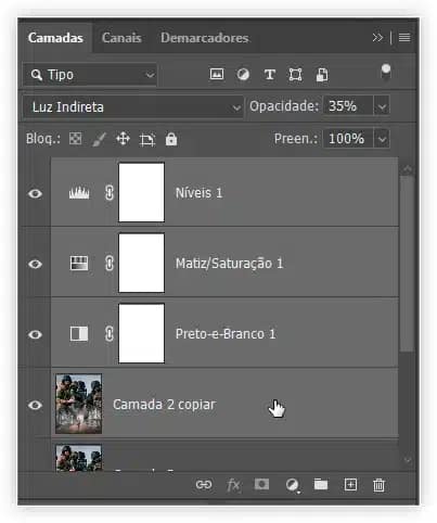 Selecionando as camadas
