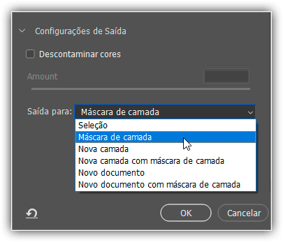 Saída como máscara de camada.
