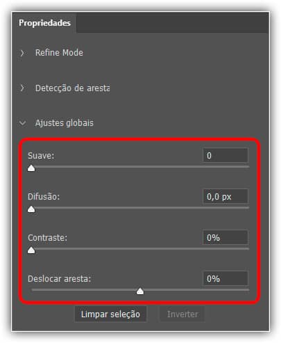 Configuração de ajustes globais.