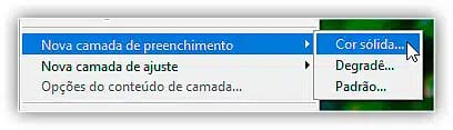 Indo em Camada > Nova Camada de Preenchimento > Cor Sólida.