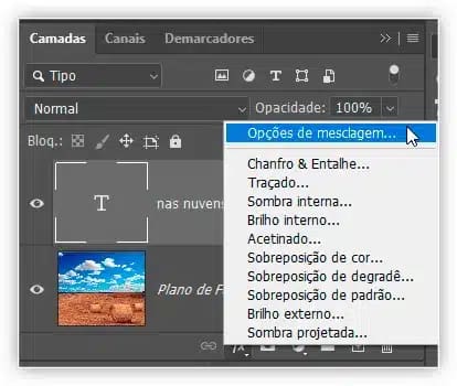 Abrindo as opções de mesclagem.