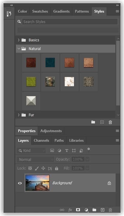 O layout personalizado permanece mesmo depois de escolher o espaço de trabalho do Essentials.
