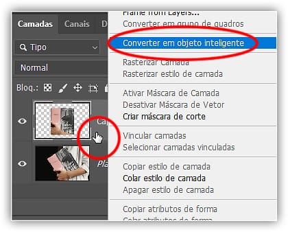 Converta a camada em objeto inteligente.