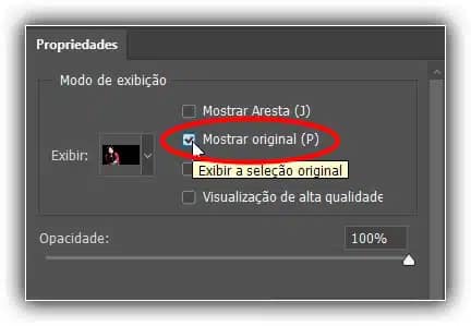 Clicar dentro da caixa de seleção para Mostrar original.