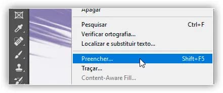 Indo para Editar > Preencher.
