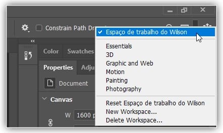 O novo espaço de trabalho foi adicionado à lista.