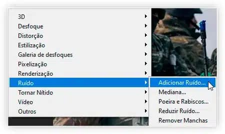Vá em Filtro > Ruído > Adicionar ruído.
