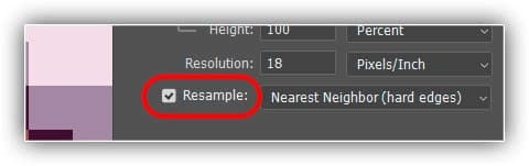 Deixando a opção Resample marcada.