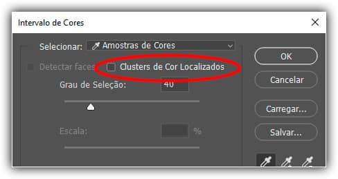 Ativando agrupamentos de cores localizadas.