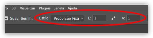 As opções para as ferramentas Retangular e Elíptica são quase idênticas.