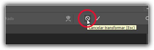 Clicar no botão Cancelar na Barra de opções.