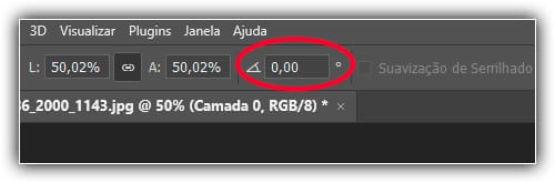 Digite 0 para redefinir o ângulo da imagem.