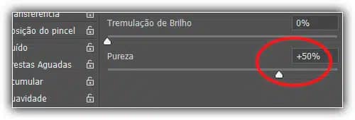 Arraste o controle deslizante para a direita para aumentar a saturação da cor do pincel.
