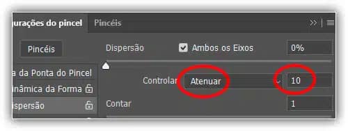 Escolha Atenuar e insira o número de etapas necessárias para atenuar completamente a dispersão.