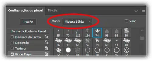 Mudando o modo do pincel para Mistura Sólida.