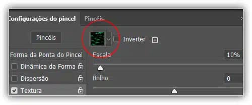 Opções de textura - Pincéis do Photoshop