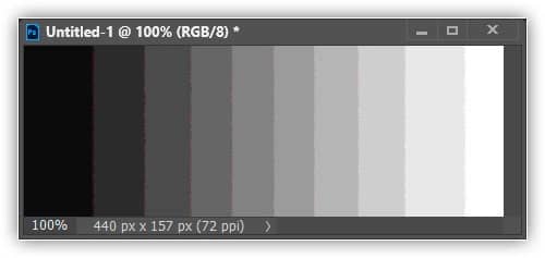 Vamos olhar para os nossos dois gradientes novamente. Primeiro, o gradiente de 8 bits
