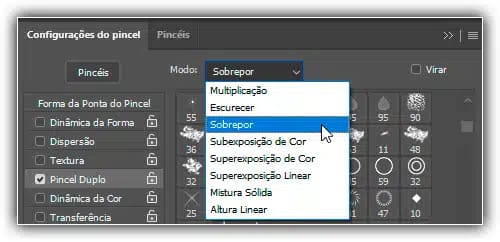 Alterando o modo de mesclagem de Subexposição de Cor para Sobrepor.