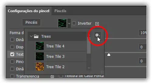 Opções de textura - Pincéis do Photoshop