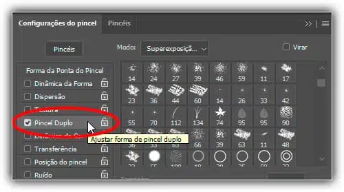 Opções de pincel duplo - Pincéis do Photoshop
