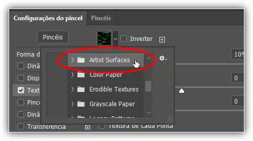 Opções de textura - Pincéis do Photoshop