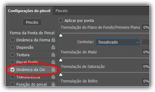 Dinâmica de cores - Pincéis do Photoshop