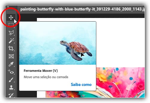 Selecionando a ferramenta Mover.