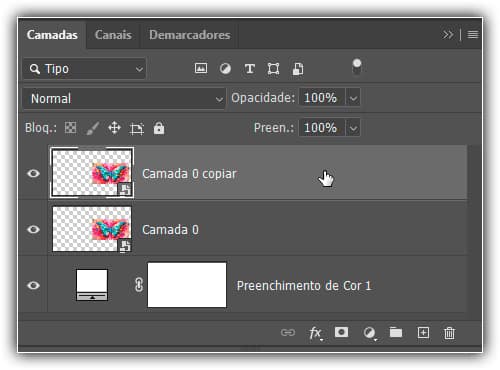 Selecionando a cópia do objeto inteligente.