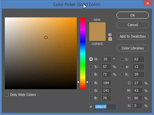Use o Seletor de Cores para selecionar a nova cor desejada e clique em OK